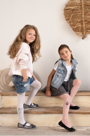 ДИТЯЧІ КОЛГОТКИ Z MIKROFIBRY Z DOSZYTĄ APLIKACJĄ LINE DANCER DR2520