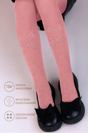 КОЛГОТКИ ДІВЧИНКА MOON CAT Z EFEKTEM MELANŻU DEKOROWANE DŻETAMI DR2622